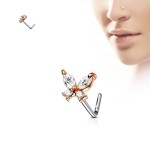Zahnutý piercing do nosu - motýlek (tyrkysová)