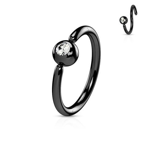 Piercing - černý kruh, kulička 3 mm (1,2 x 8 mm)
