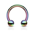 Piercing podkova, barva duhová (1,2 x 8 mm)