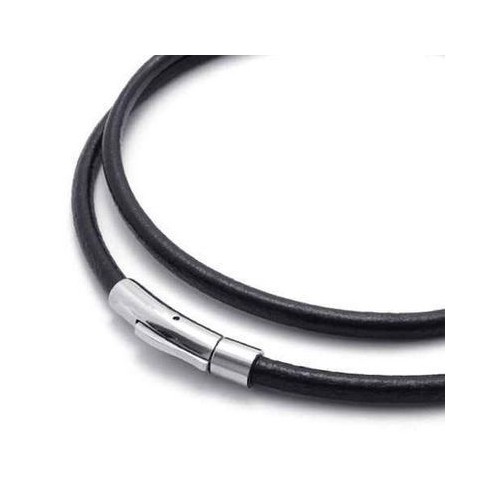 Kožený náhrdelník - ocelový uzávěr, tl. 5 mm (45 cm)