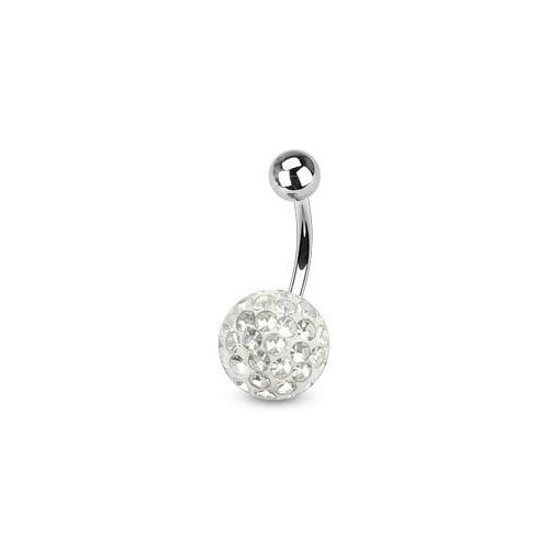 Piercing do pupíku s kamínky Crystals From Swarovski® CRYSTAL (1,6 x 8 mm)