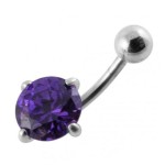 Stříbrný piercing do pupíku, zirkon 10 mm (růžová)