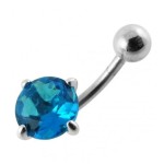 Stříbrný piercing do pupíku, zirkon 10 mm (růžová)