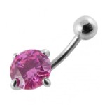 Stříbrný piercing do pupíku, zirkon 10 mm (fialová)
