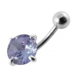 Stříbrný piercing do pupíku, zirkon 10 mm (tyrkysová)