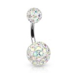 Piercing do pupíku zdobený krystaly Swarovski® (červená, 1,6 x 10 mm)
