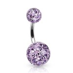 Piercing do pupíku zdobený krystaly Swarovski® (červená, 1,6 x 10 mm)