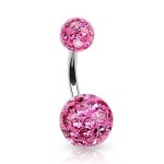 Piercing do pupíku zdobený krystaly Swarovski® (červená, 1,6 x 10 mm)