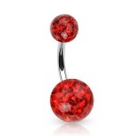 Piercing do pupíku zdobený krystaly Swarovski® (růžová, 1,6 x 10 mm)