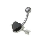Stříbrný piercing do pupíku - srdíčko probodnuté (tyrkysová)