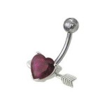Stříbrný piercing do pupíku - srdíčko probodnuté (tyrkysová)