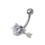 Stříbrný piercing do pupíku - srdíčko probodnuté (tyrkysová)