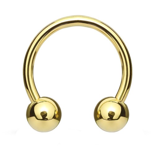 Piercing podkova, barva žluté zlato (1,6 x 10 mm, kuličky 4 mm)