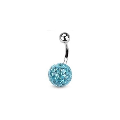 Piercing do pupíku s kamínky Crystals From Swarovski® AQUA (1,6 x 6 mm)