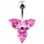 Stříbrný piercing do pupíku - kytička (růžová)