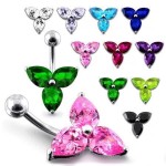 Stříbrný piercing do pupíku - kytička (růžová)