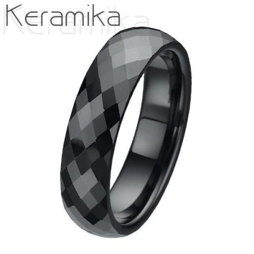 Keramický prsten černý, šíře 6 mm (51)