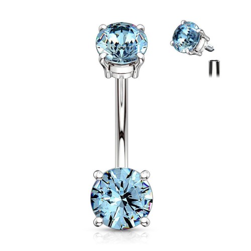Piercing do pupíku s kamínky (tyrkysová)