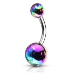 Piercing do pupíku - banánek s kovovým leskem (bílá, 1,6 x 10 mm)