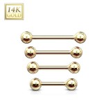 Zlatý piercing činka, tyčka 1,2 mm - Au 585/1000 (0,42 g, 3 mm, 1,2 x 6 mm)