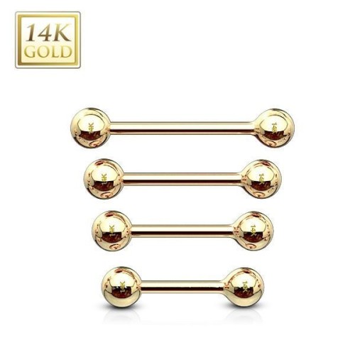 Zlatý piercing činka, tyčka 1,2 mm - Au 585/1000 (0,42 g, 3 mm, 1,2 x 6 mm)