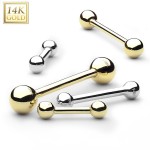 Zlatý piercing činka, tyčka 1,2 mm - Au 585/1000 (0,42 g, 3 mm, 1,2 x 6 mm)