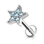 Labreta / piercing do brady -  hvězdička (tyrkysová)