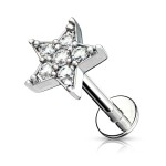 Labreta / piercing do brady -  hvězdička (tyrkysová)
