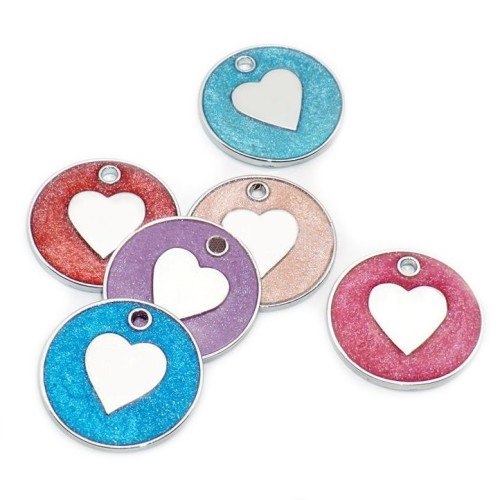 Psí známka se srdíčkem (světle modrá, 26 mm)