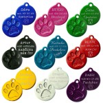 Hliníková psí známka tlapka velká (červená)