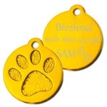 Hliníková psí známka tlapka velká (fialová)