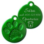 Hliníková psí známka tlapka velká (fialová)