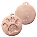 Hliníková psí známka tlapka velká (fialová)