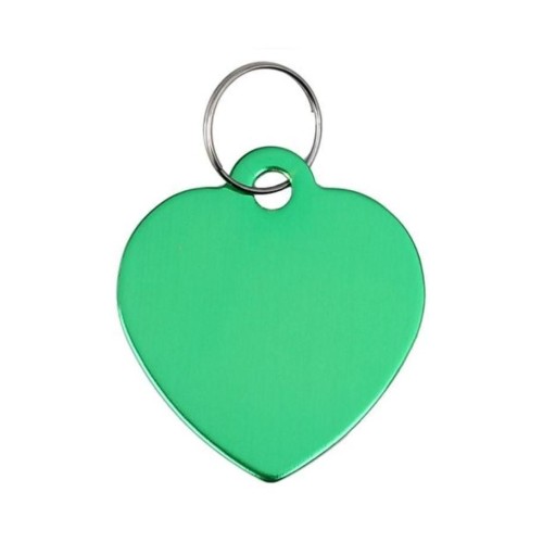 Hliníková psí známka srdce (zelená)