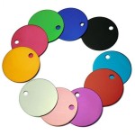 Hliníková psí známka kulatá (žlutá)