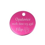Hliníková psí známka kulatá (tmavě růžová)