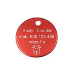 Hliníková psí známka kulatá (tmavě růžová)