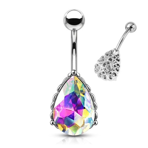 Piercing do pupíku kapka (duhová)