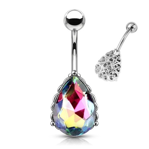 Piercing do pupíku kapka (různobarevná)