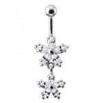 Stříbrný piercing do pupíku - kytičky (fialová)