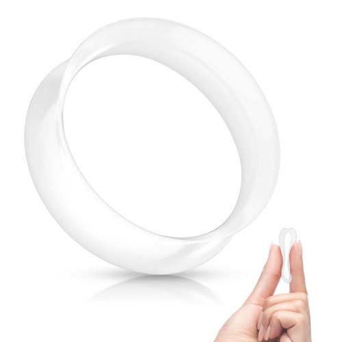 Silikonový tunel do ucha tenkostěnný - bílý (22 mm)