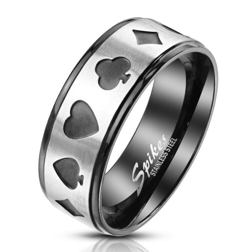 Ocelový prsten karetní motivy (60)