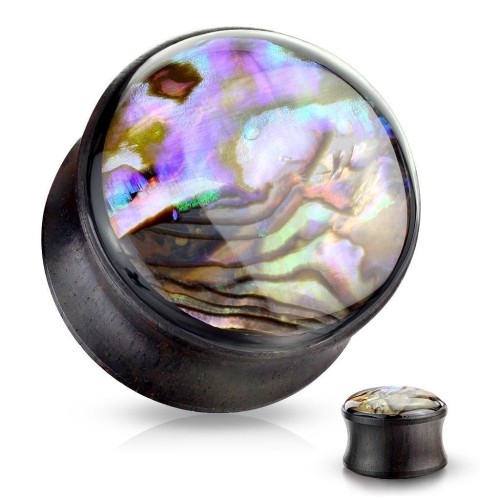 Dřevěný plug do ucha s perletí (8 mm)