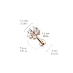 Piercing do brady - labreta kytička 1,2 x 8 mm (žluté zlato, 1,2 x 8 mm)