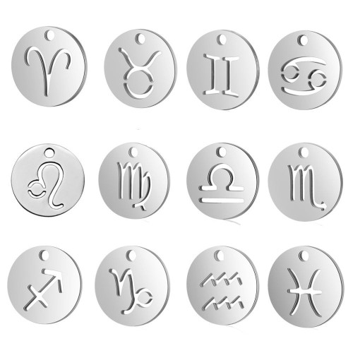 Drobný kulatý ocelový přívěsek - znamení horoskopu (lev)