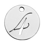 Drobný kulatý ocelový přívěsek - číslice (4)