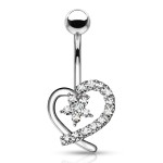 Piercing do pupíku, čiré zirkony (ocelová)