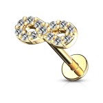 Piercing do brady - ležatá osmička 1,2 x 8 mm (žluté zlato)