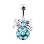 Stříbrný piercing do pupíku - pavouček (růžová)