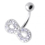 Stříbrný piercing do pupíku - nekonečno (čirá)